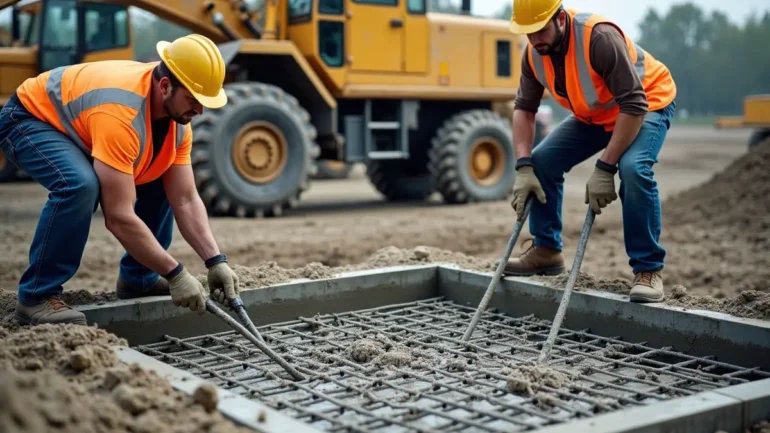 concrete foundation contractors pouring reinforced building footings