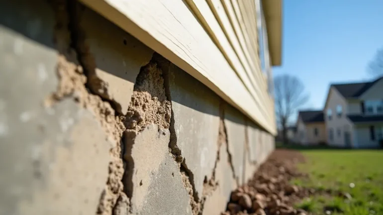 cracked home foundation indicating need for structural repair