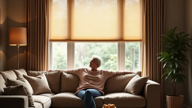 homeowner using window treatments for privacy comfort and interior style