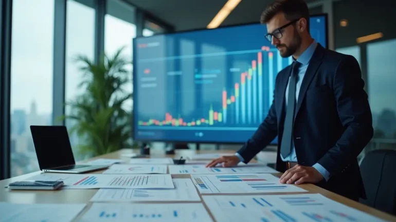 investor reviewing diversified investment portfolio across multiple financial asset classes