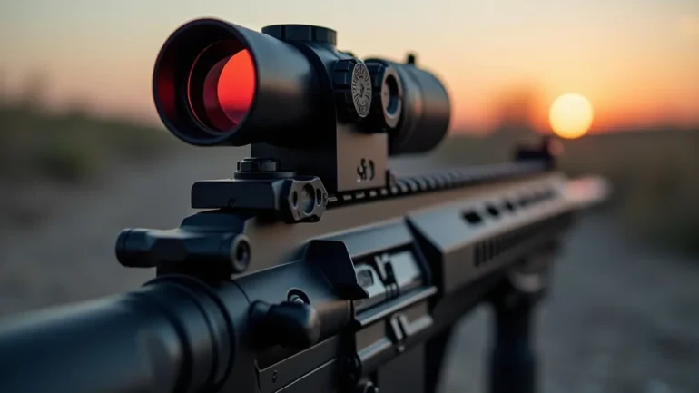 shooter using red dot optic mount for improved aiming setup